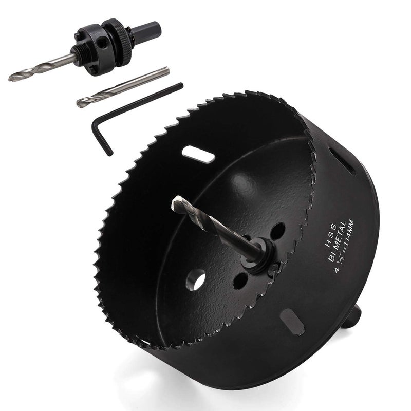 CPROSP 4.5"/114mm Hole Saw with Heavy Duty Arbor,HSS Bi-Metal Holesaw Drill Bits for Wood,Plastic, Drywall, Thin Metal - Image 1